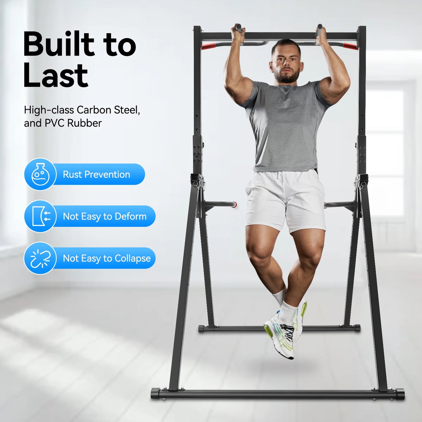 Adjustable Pull Up Bar Folding 200kg Load Home Gym