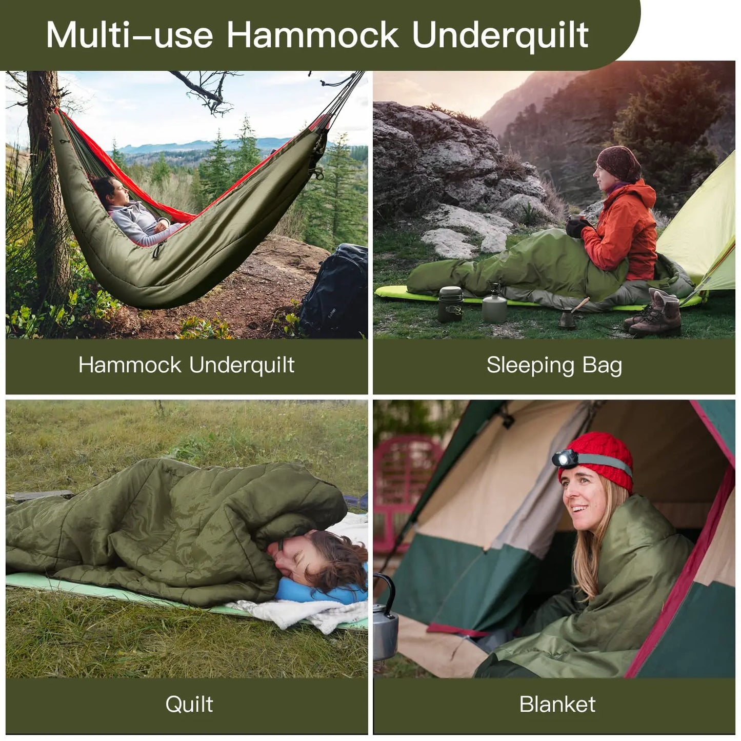 Hammock Underquilt Sleeping Bag 4 Seasons Insulated