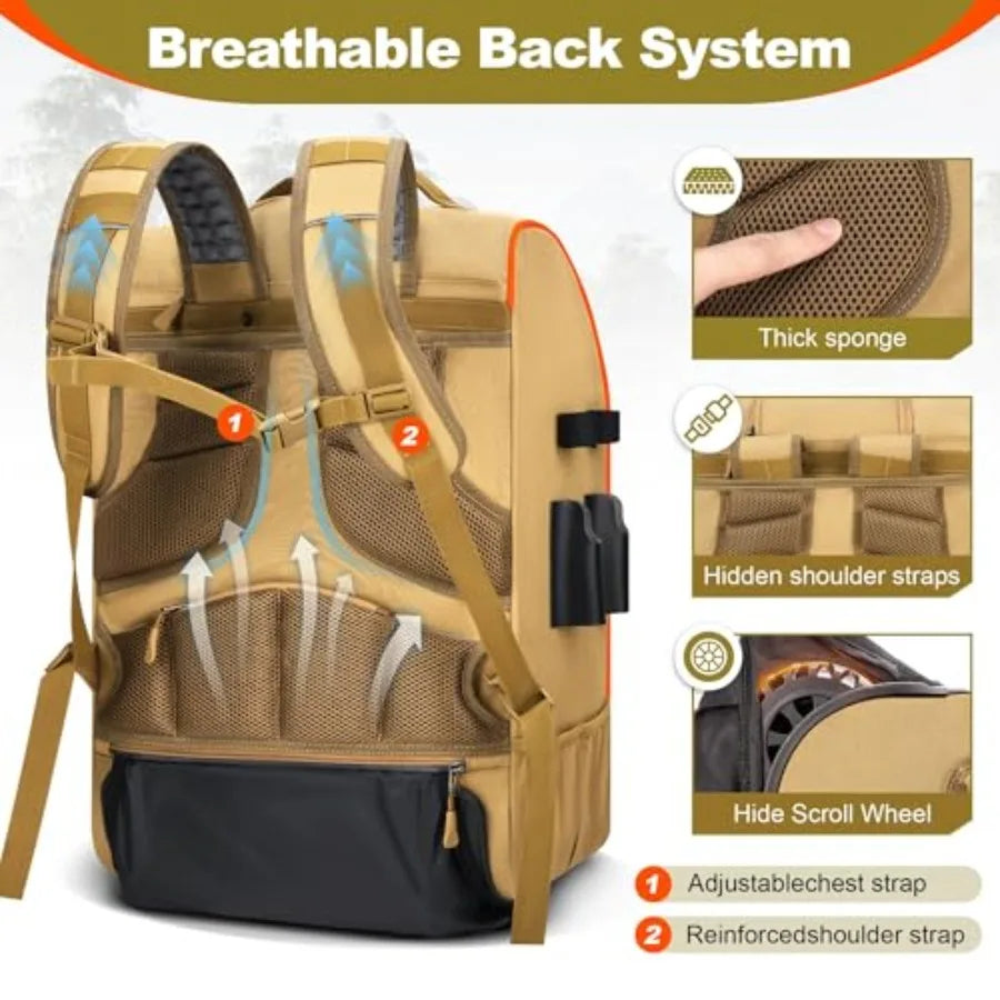 Rolling Fishing Backpack With Rod Holder And Wheels