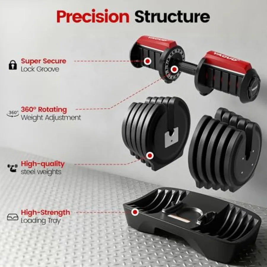 Dumbbell Set With Safety Lock System And Textured Handle