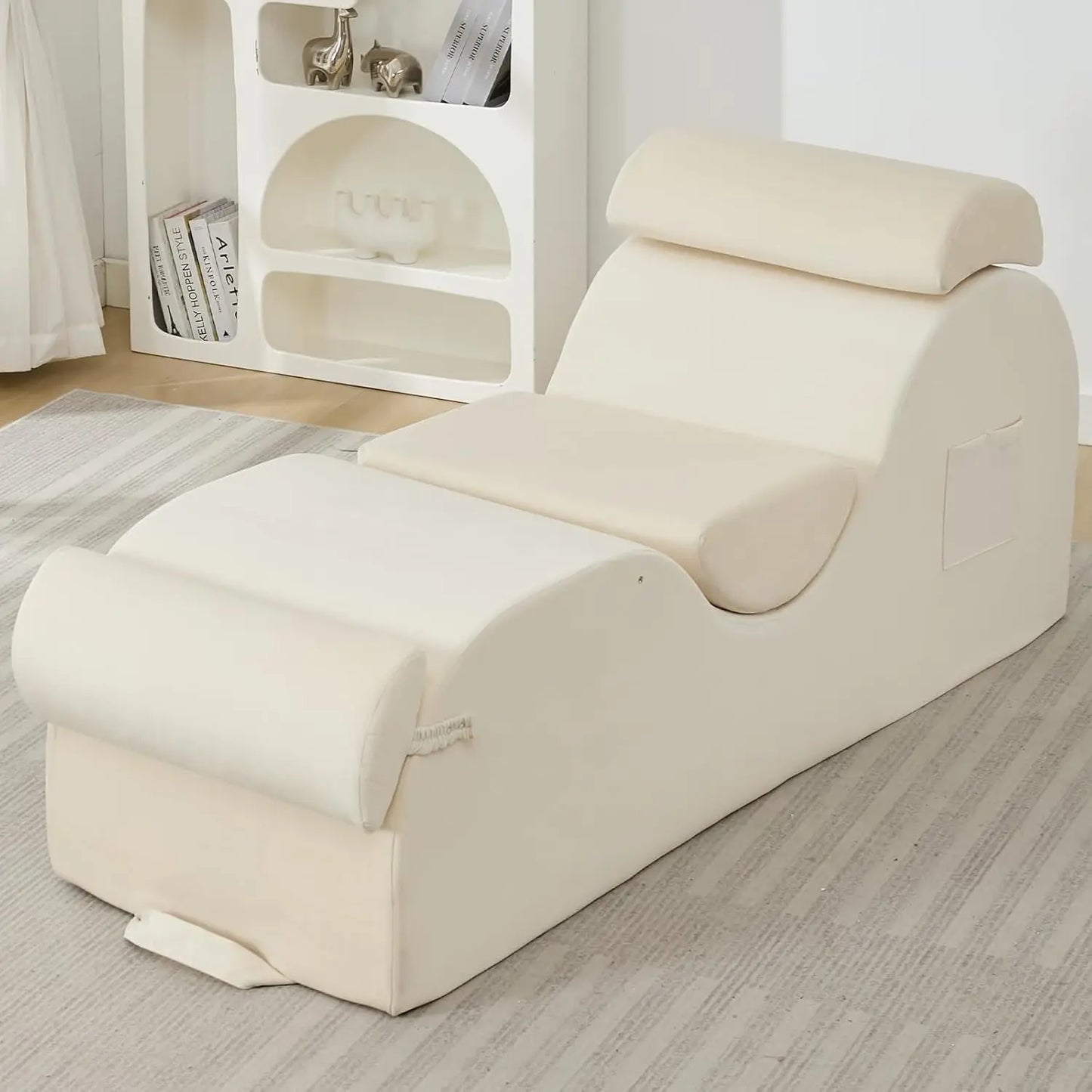 Yoga Chair Lounger With Foam Cushions And Wood Frame Indoor