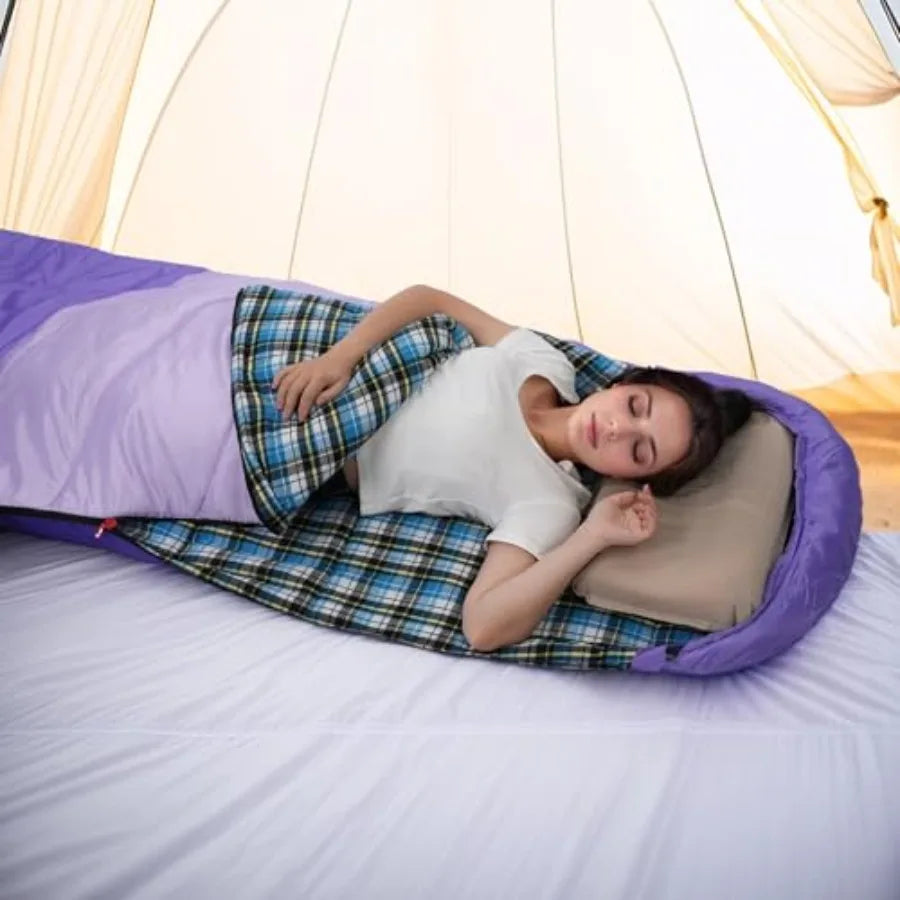 Cotton Flannel Lined Sleeping Bag for Adults and Teens