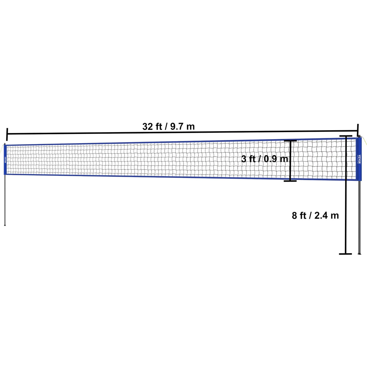 VEVOR Outdoor Volleyball Net System Adjustable Steel Poles