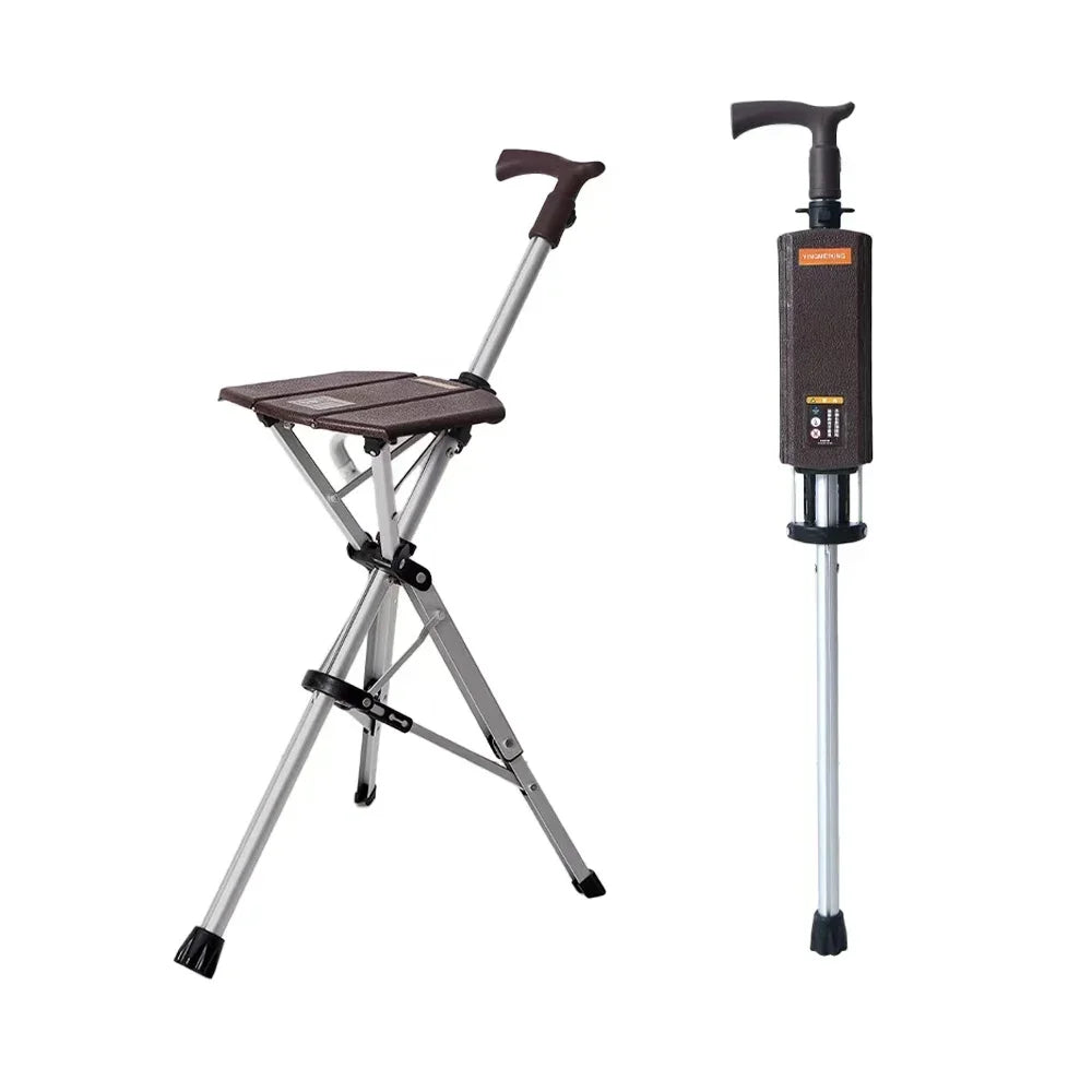 Foldable Walking Cane With Seat 120kg Capacity Hiking