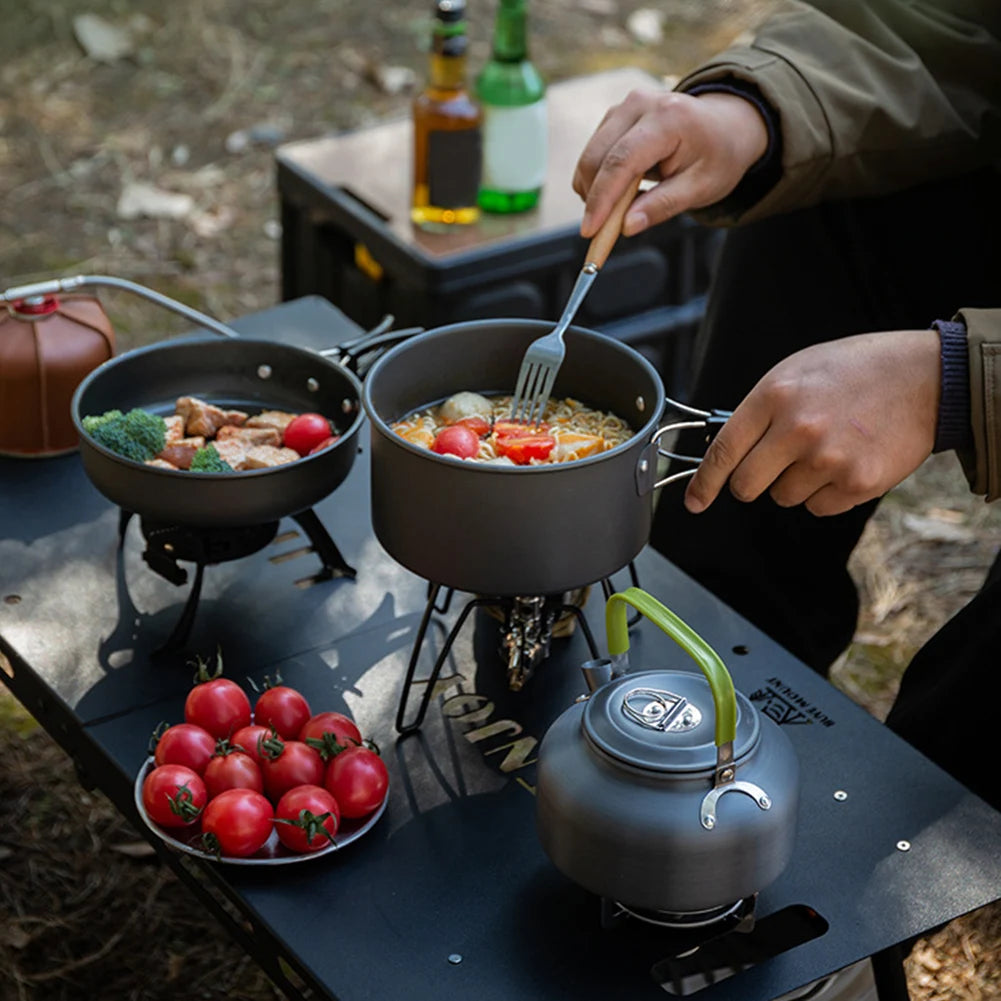 Outdoor Camping Cookware Set Pots Pans Kettle Kit