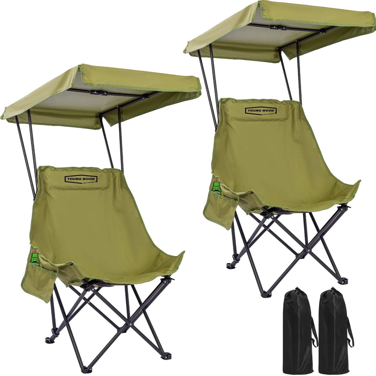 Young Wood Portable Camping Chair With Shade Canopy
