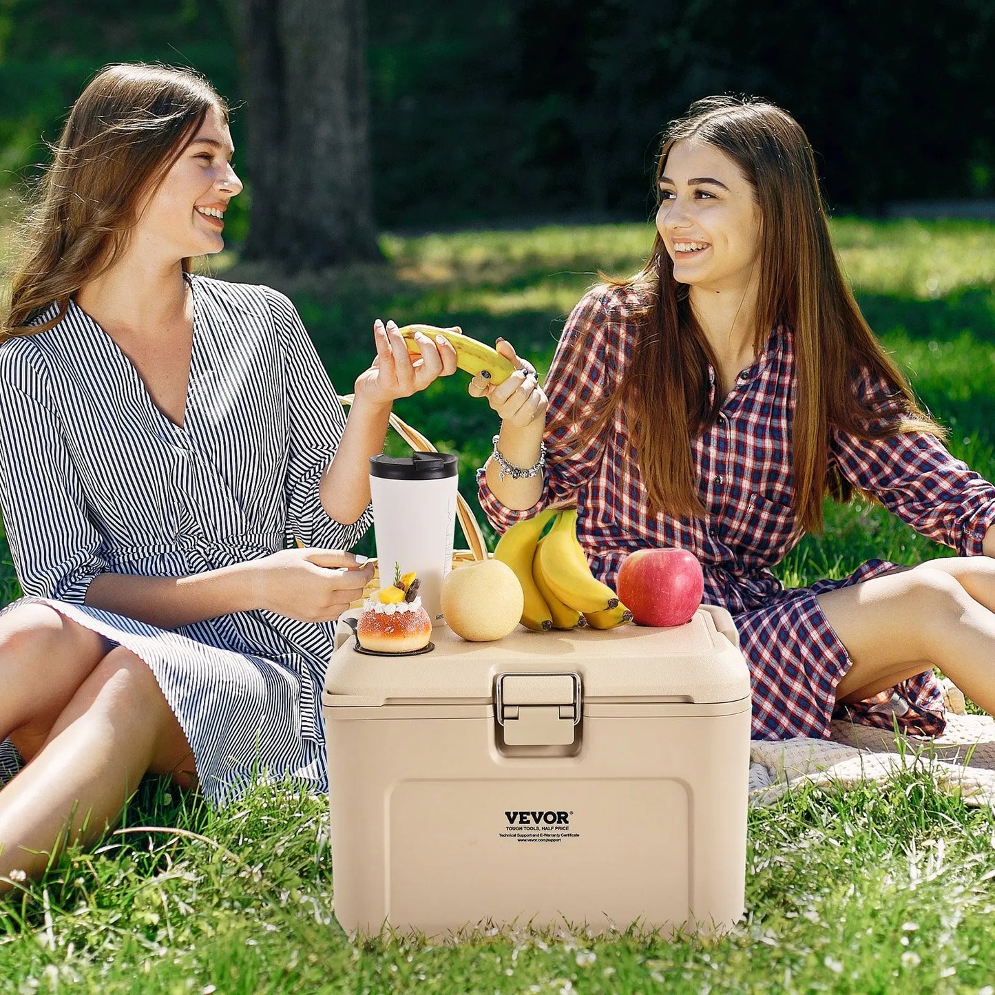 Portable Insulated Cooler With Cup Holder 23 Can Capacity