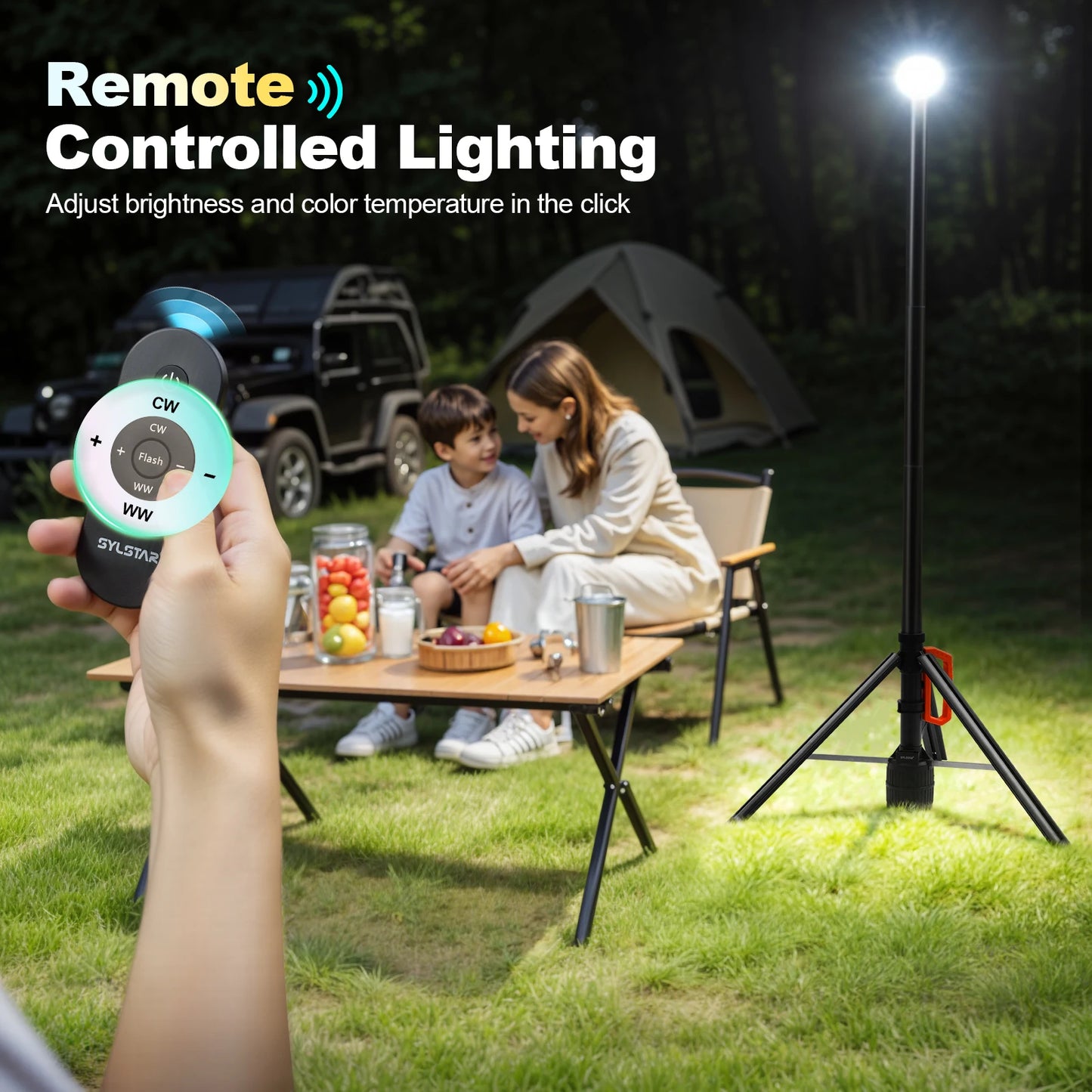 Rechargeable LED Work Light With Remote Control Telescopic