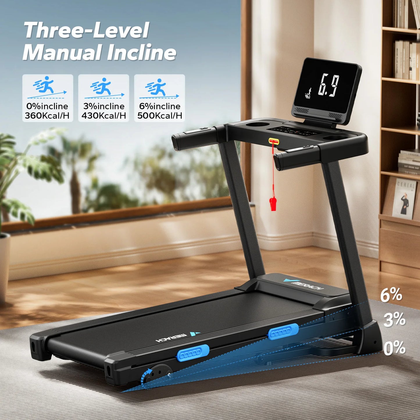 Merach T12 Foldable Treadmill With Incline And Heart Rate