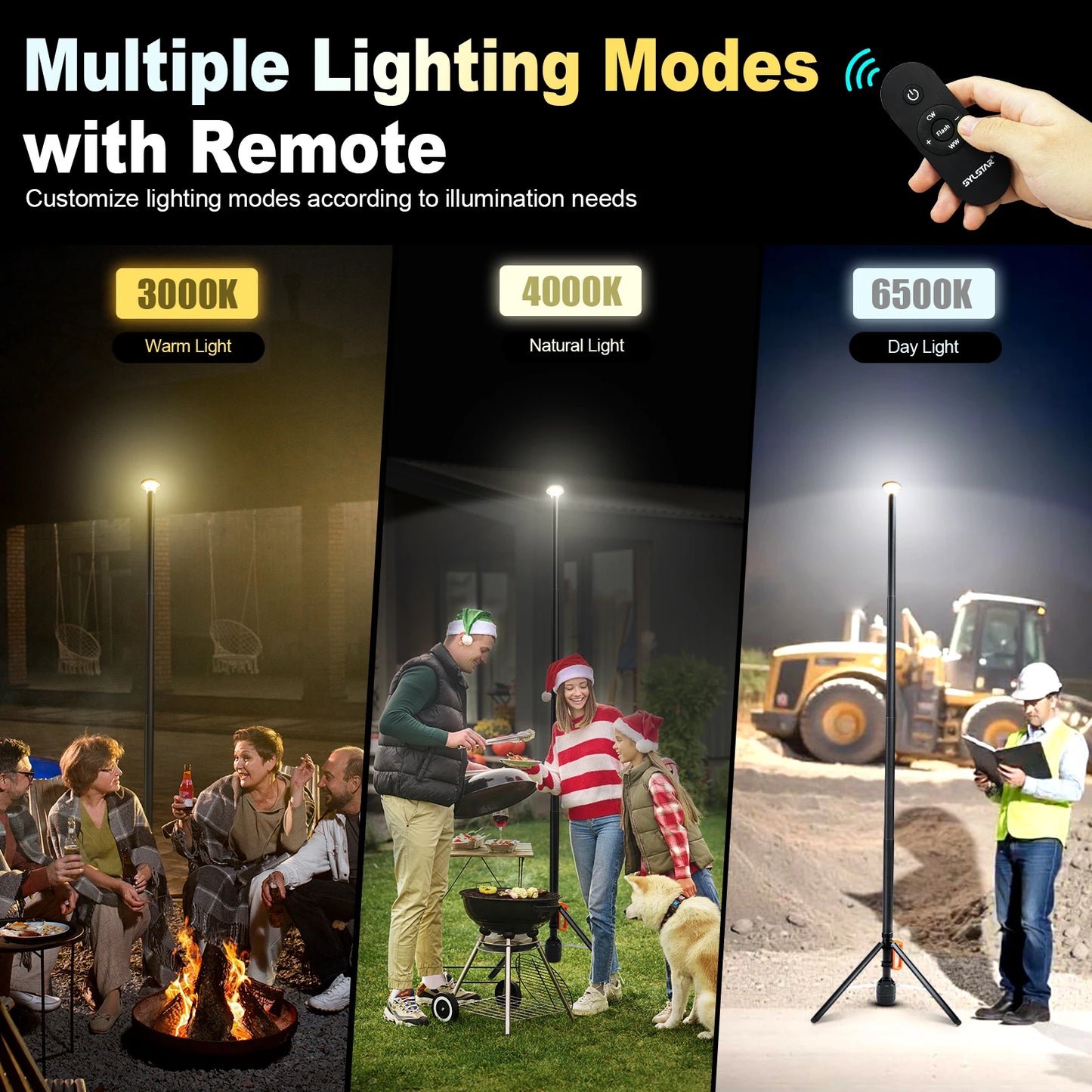 Rechargeable LED Work Light With Remote Control Telescopic