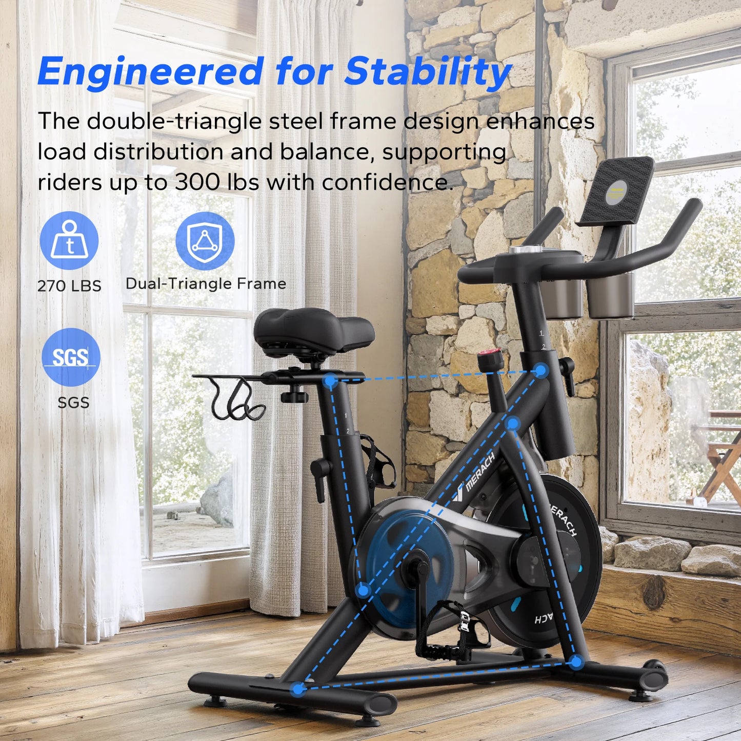 MERACH Brake Pad Magnetic Indoor Cycling Bike With App
