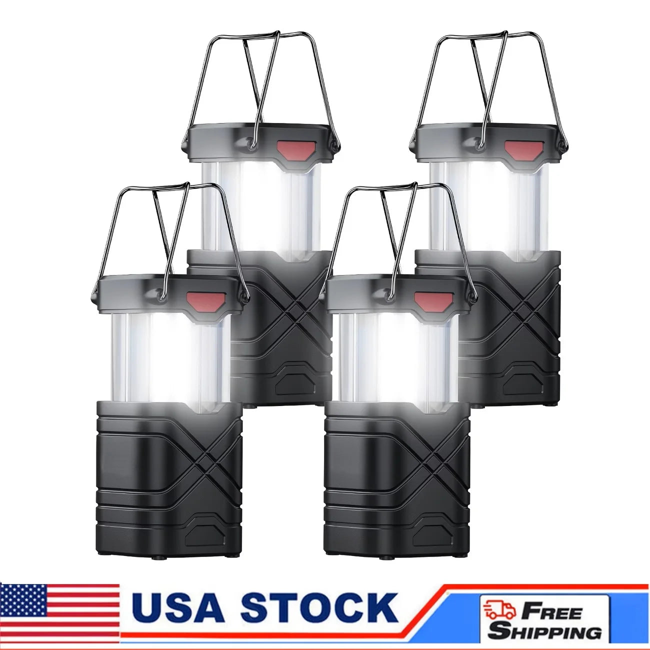 Solar Camping Lantern Pack Rechargeable USB C LED Light