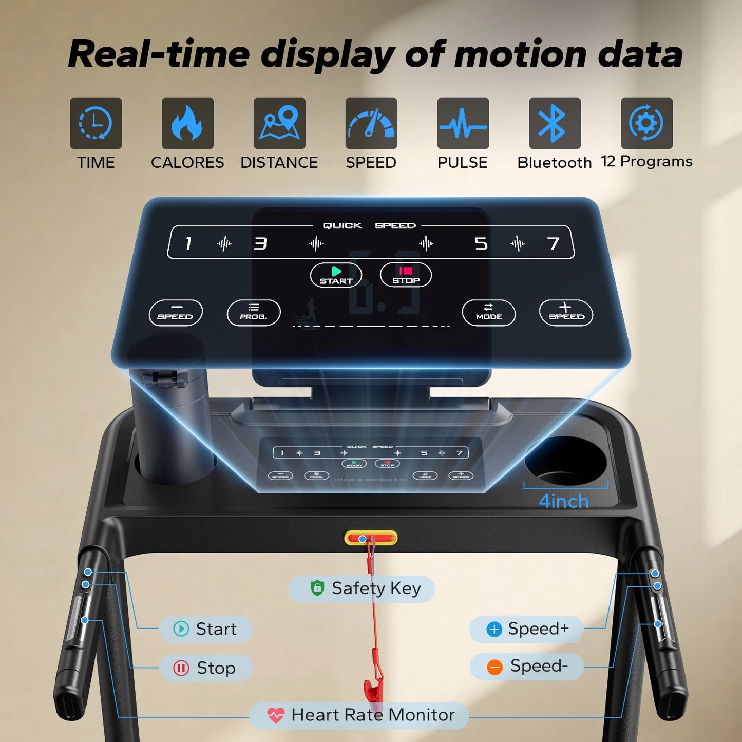 Merach T12 Foldable Treadmill With Incline And Heart Rate