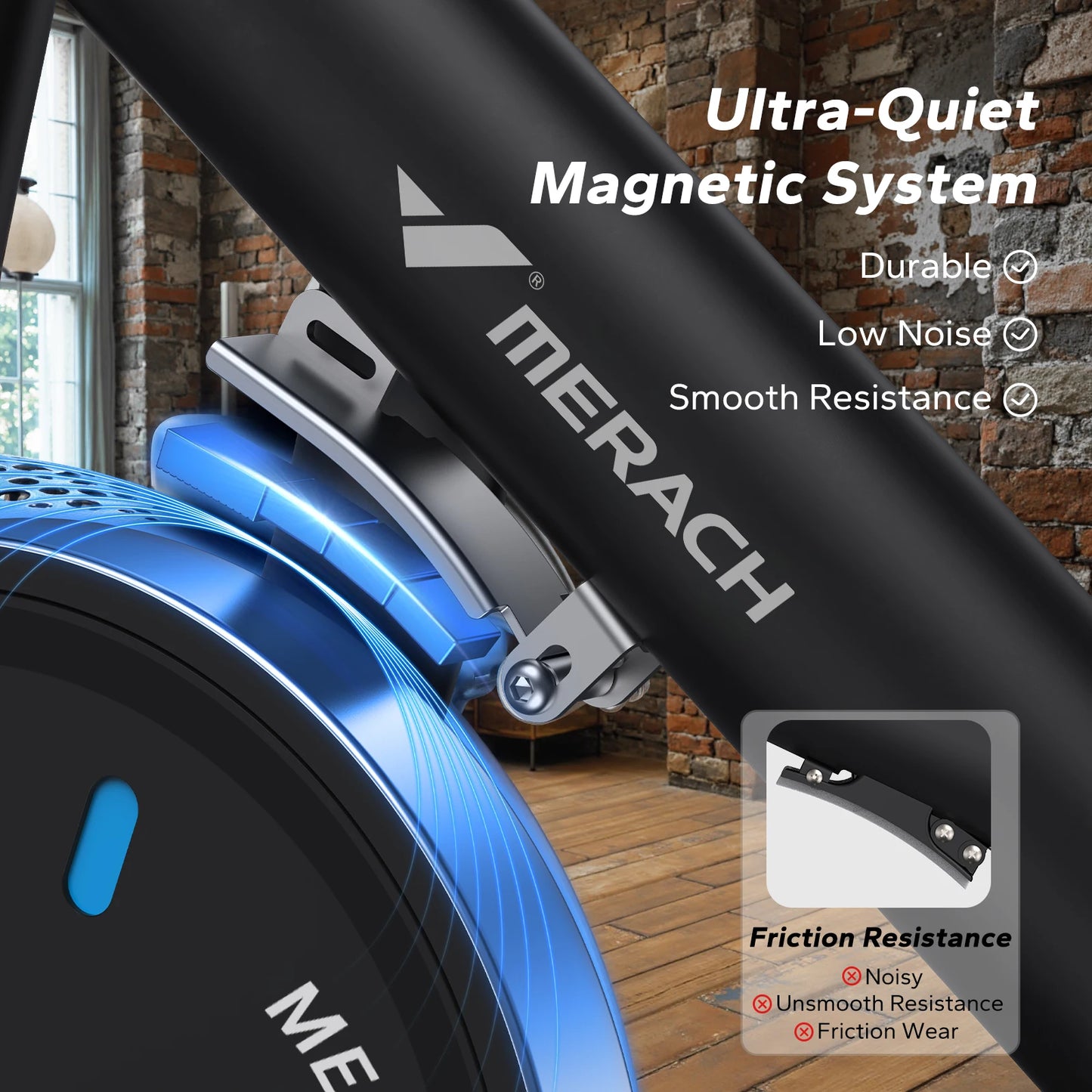MERACH Brake Pad Magnetic Indoor Cycling Bike With App