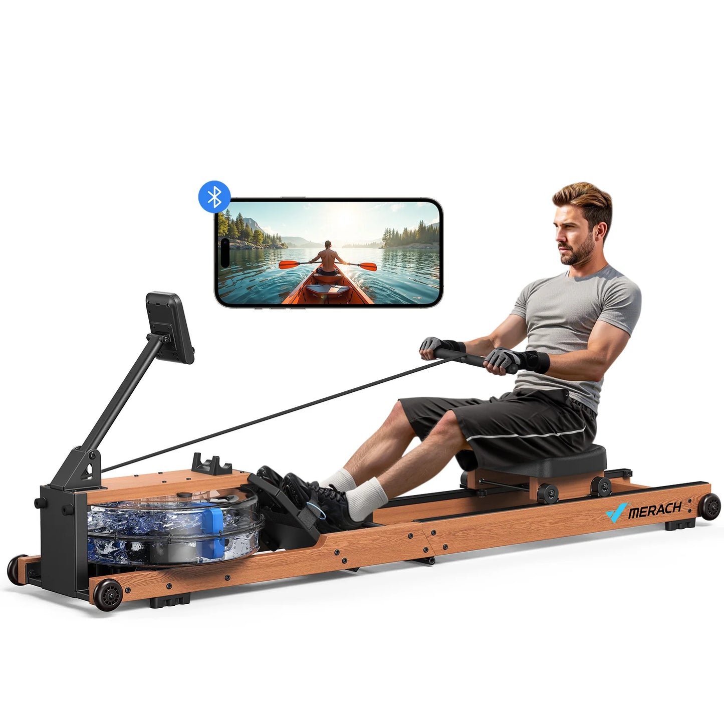 MERACH Water Rowing Machine Foldable Home Fitness 400 Lbs