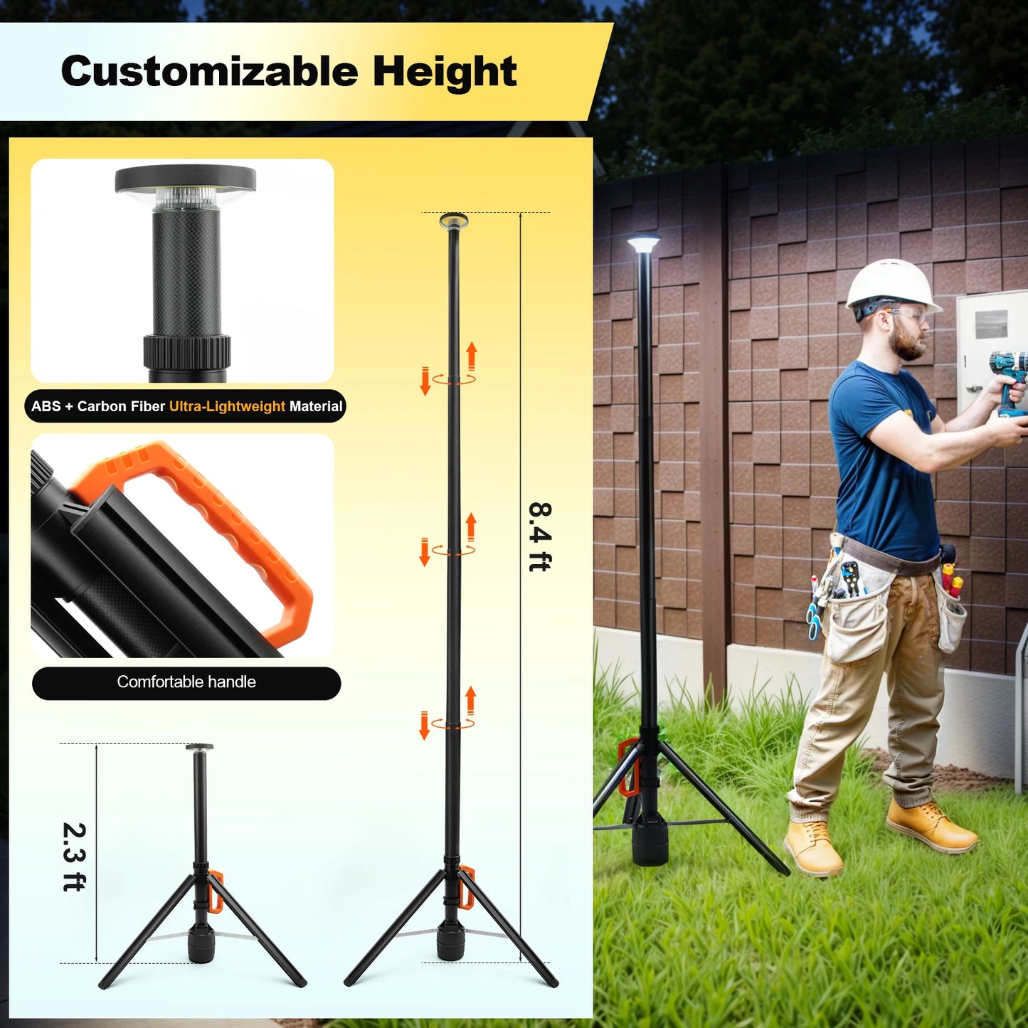 Rechargeable LED Work Light With Remote Control Telescopic