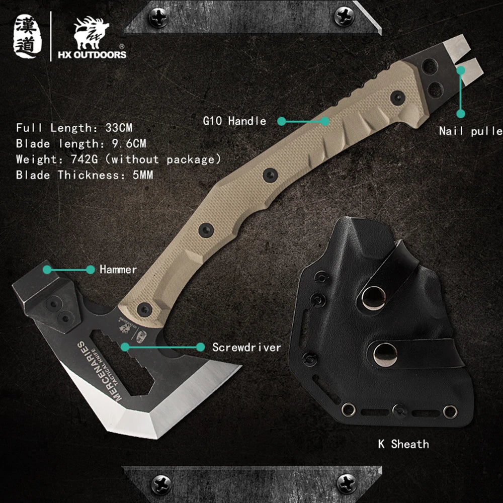 HX OUTDOORS Mercenarys Full Tang Camping Hatchet Axe