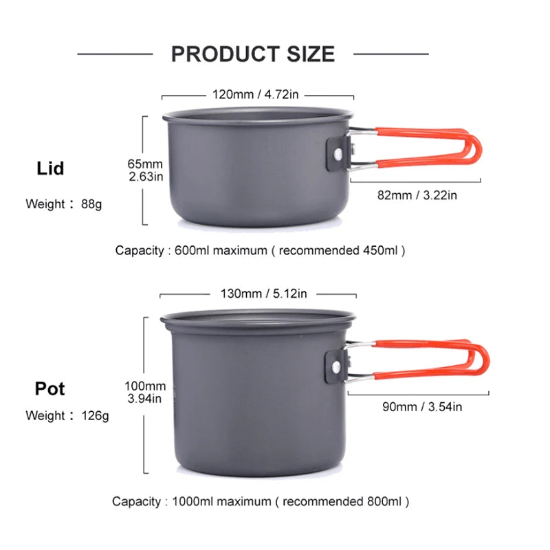 Widesea Ultralight Camping Cookware Pot Set for Travel