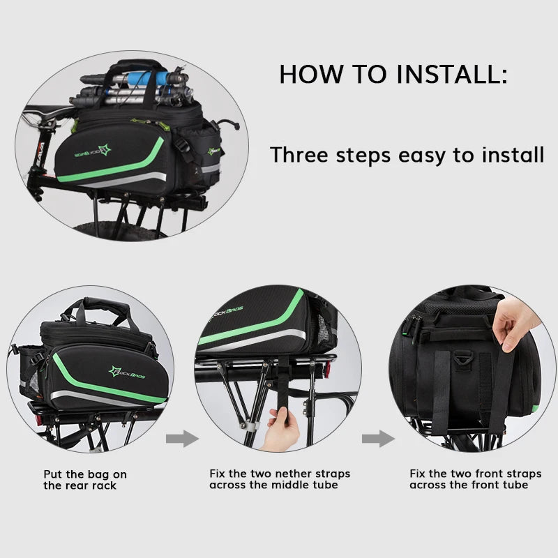 ROCKBROS 3 In 1 Bike Pannier Trunk Bag Waterproof