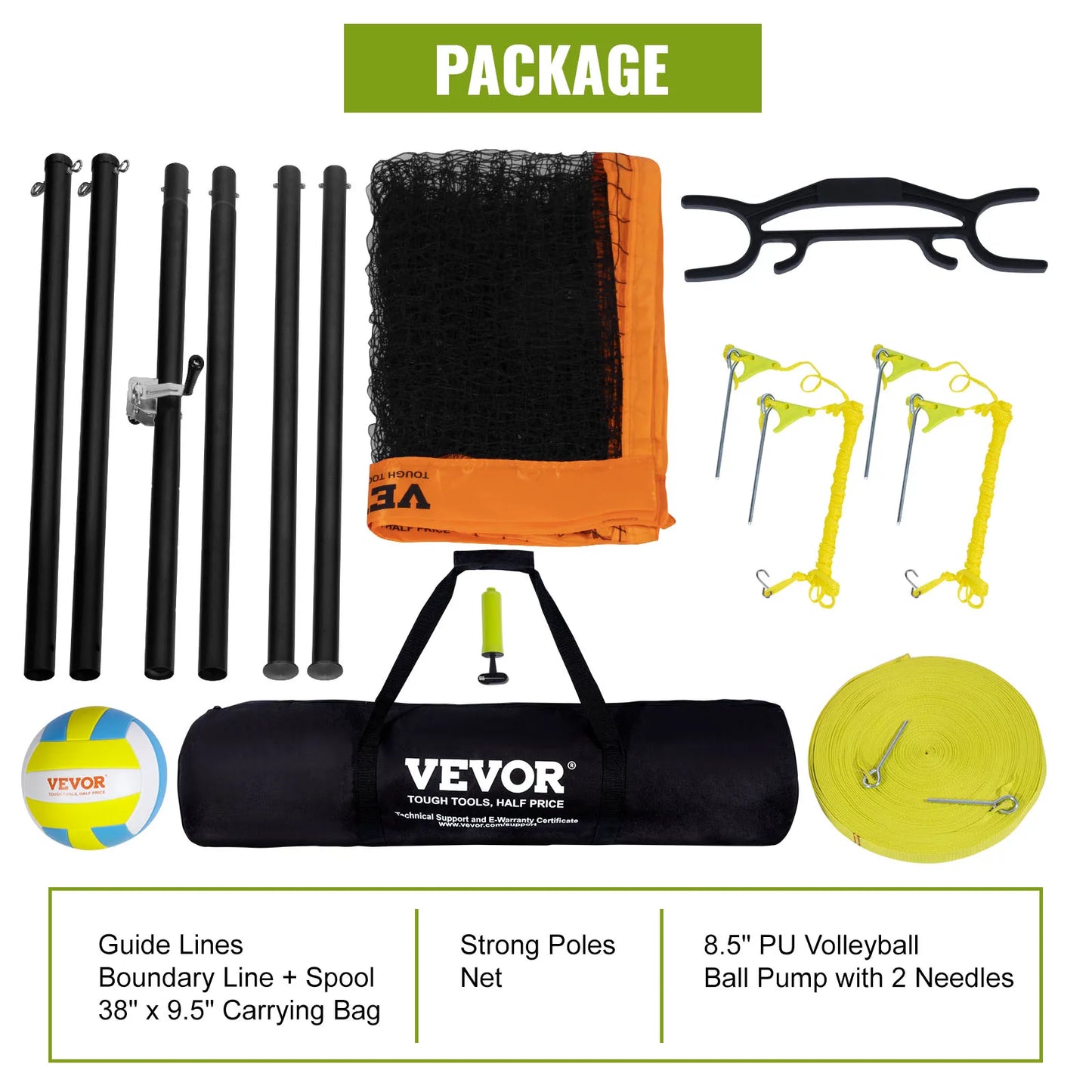 SucceBuy Outdoor Adjustable Height Volleyball Net System