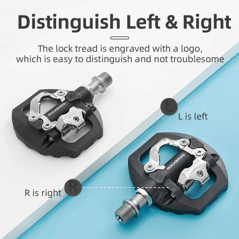 ROCKBROS SPD Pedals Sealed Bearing Anti Slip Cleat Nylon