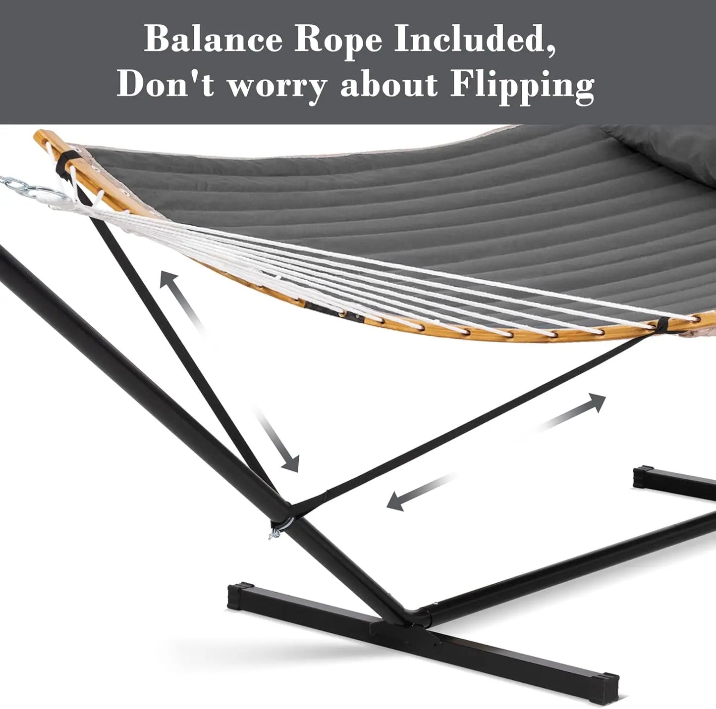 Double Portable Hammock With Stand Curved Spreader Bar