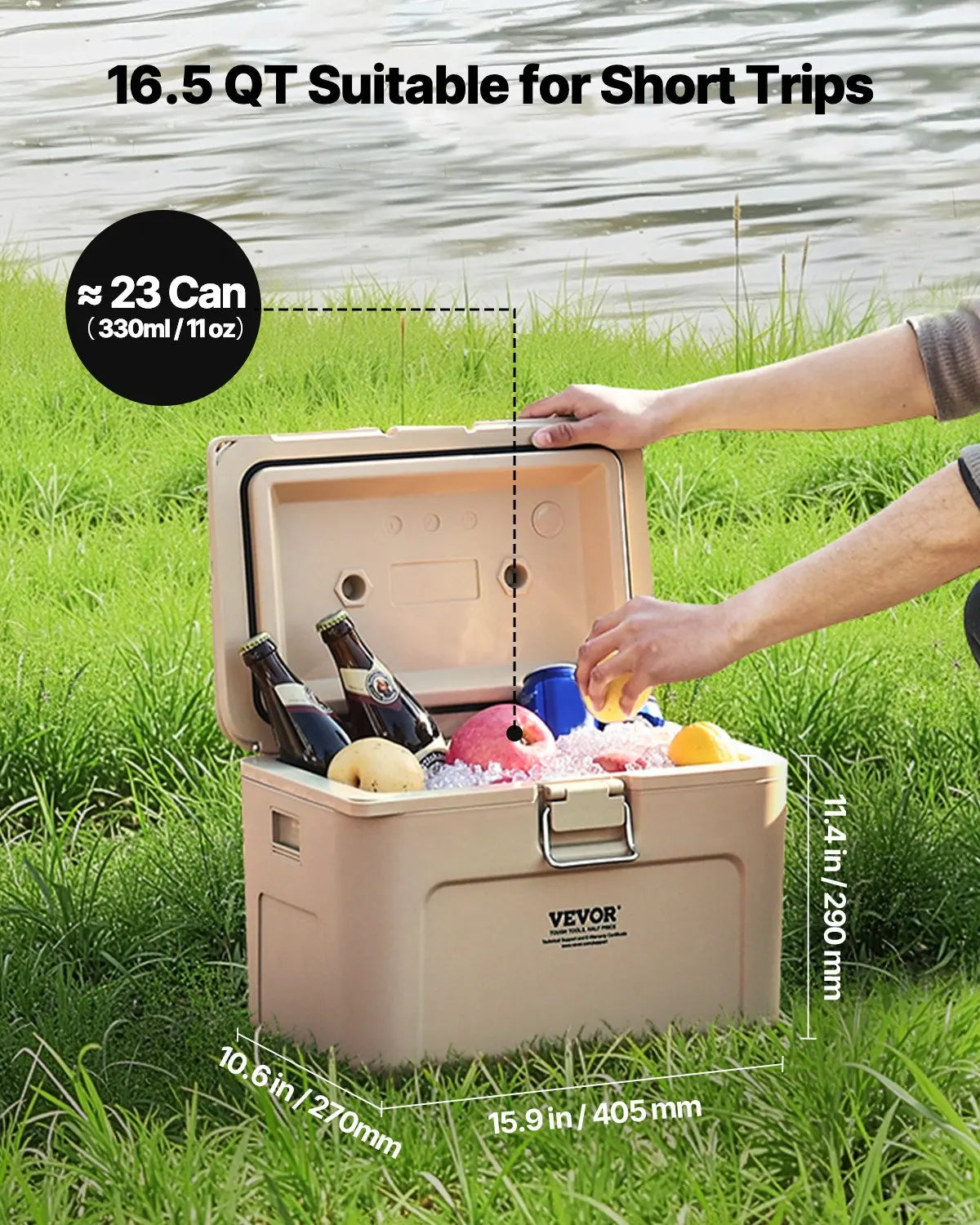 Portable Insulated Cooler With Cup Holder 23 Can Capacity