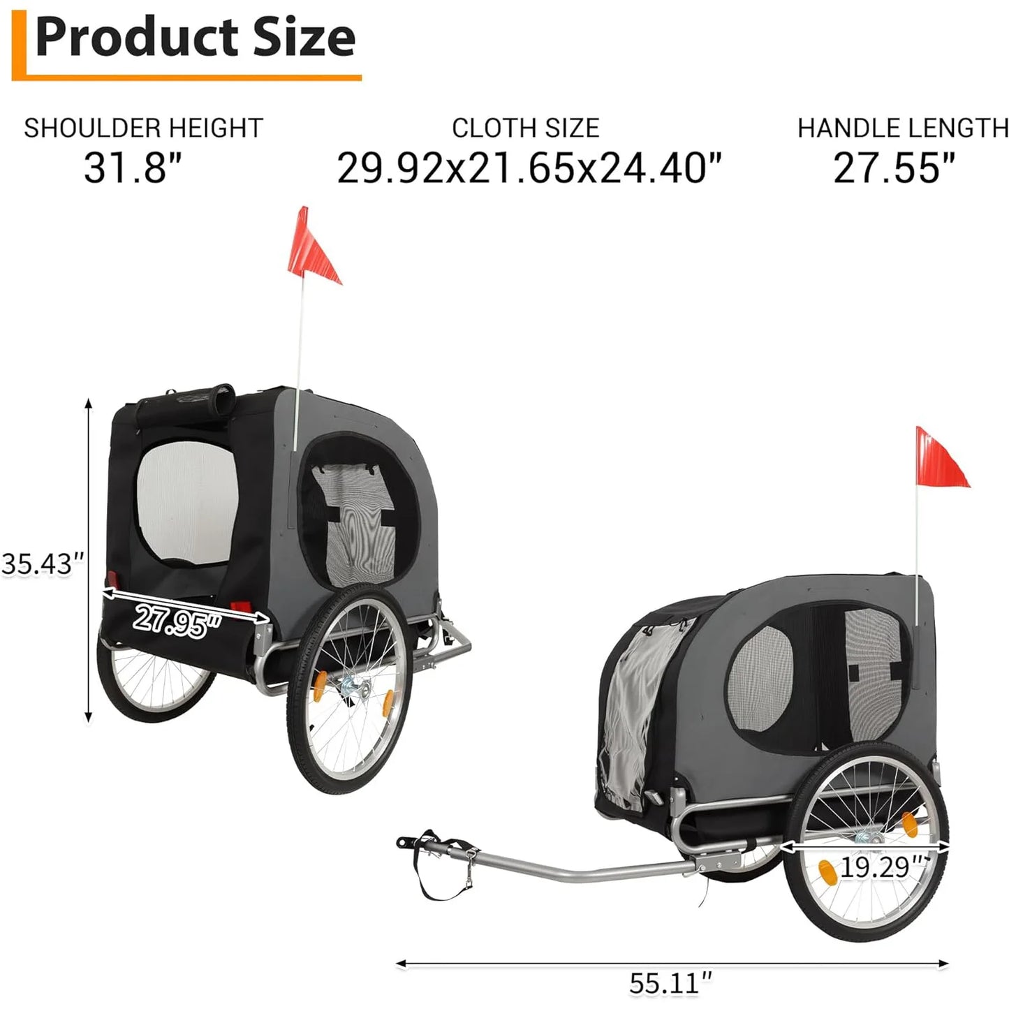 HiMISS Steel Dog Bike Trailer Universal Coupler