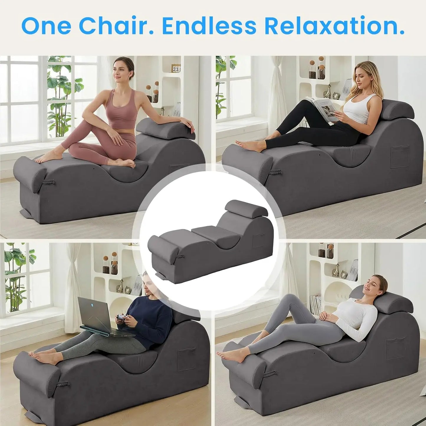 Yoga Chair Lounger With Foam Cushions And Wood Frame Indoor