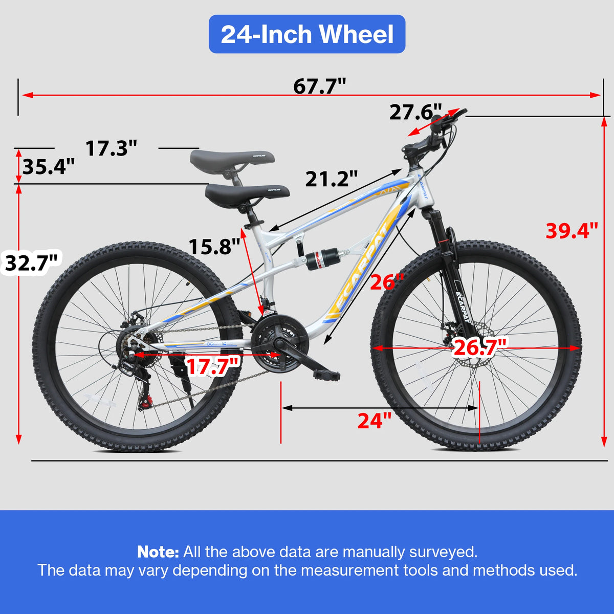Ecarpat Mountain Bike With 21 Speed And Disc Brakes