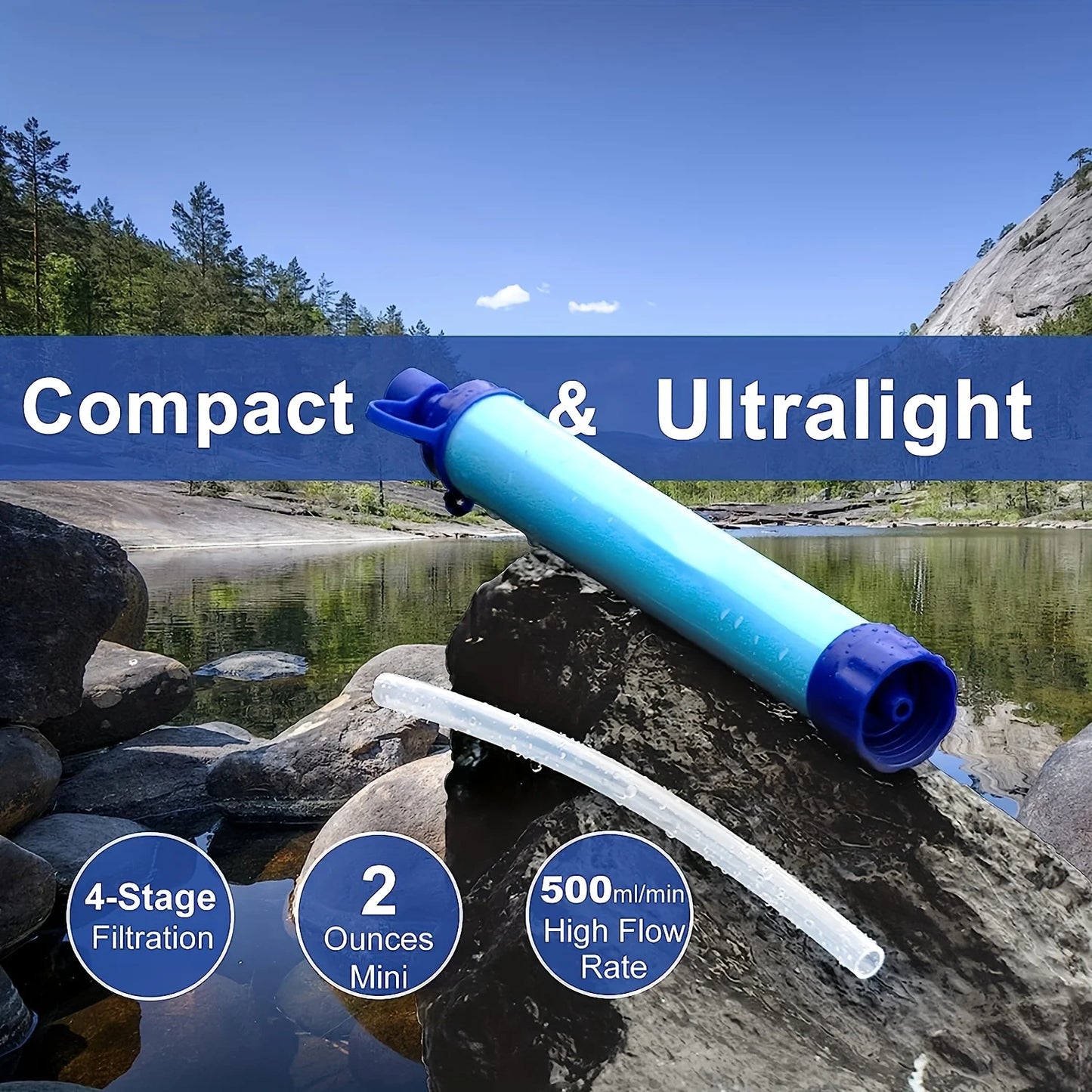 Portable Straw Water Purifier for Outdoor Survival