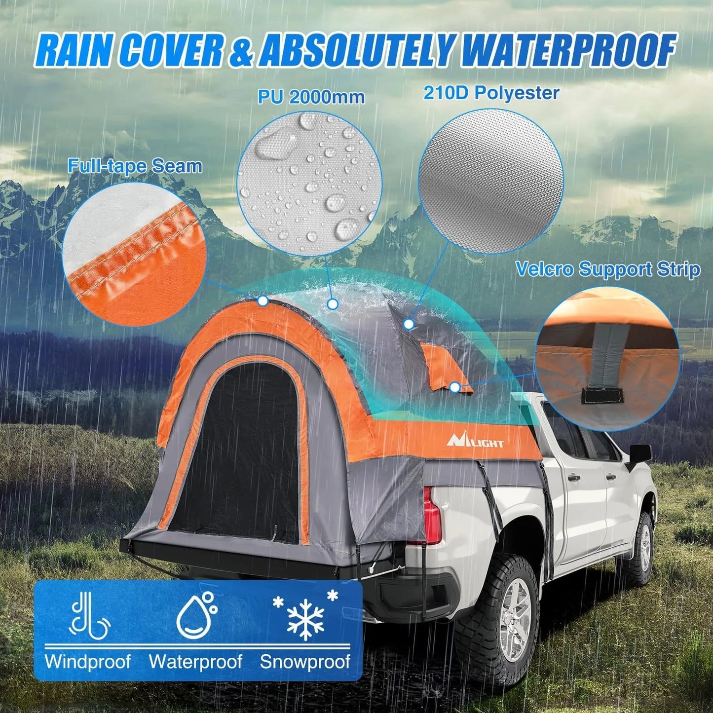 Truck Bed Tent For Two Waterproof Double Layer Full Size