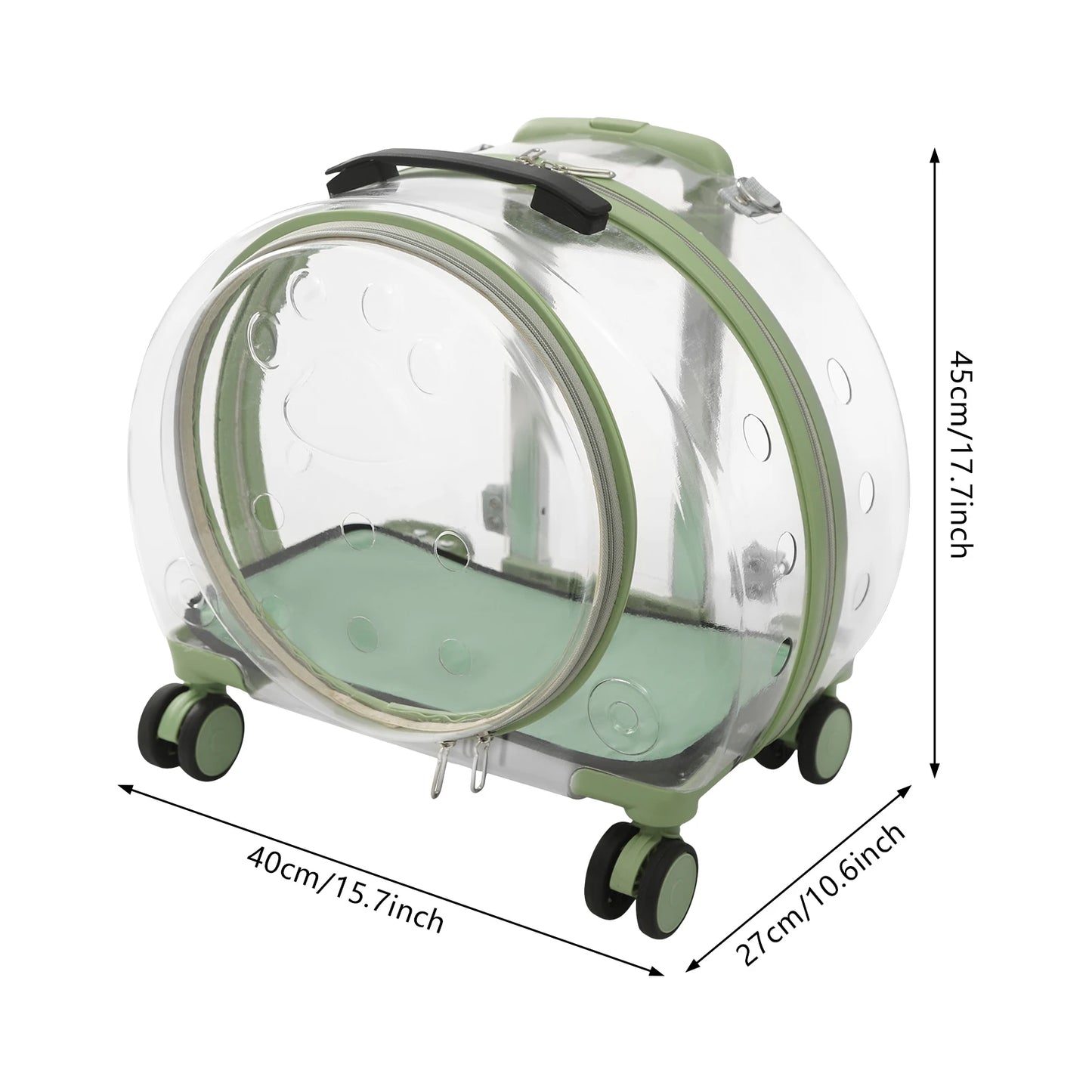 Rolling Cat Carrier With Wheels Clear Bubble
