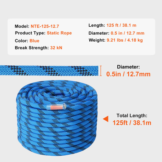 SucceBuy Static Climbing Rope With Steel Snap Hook
