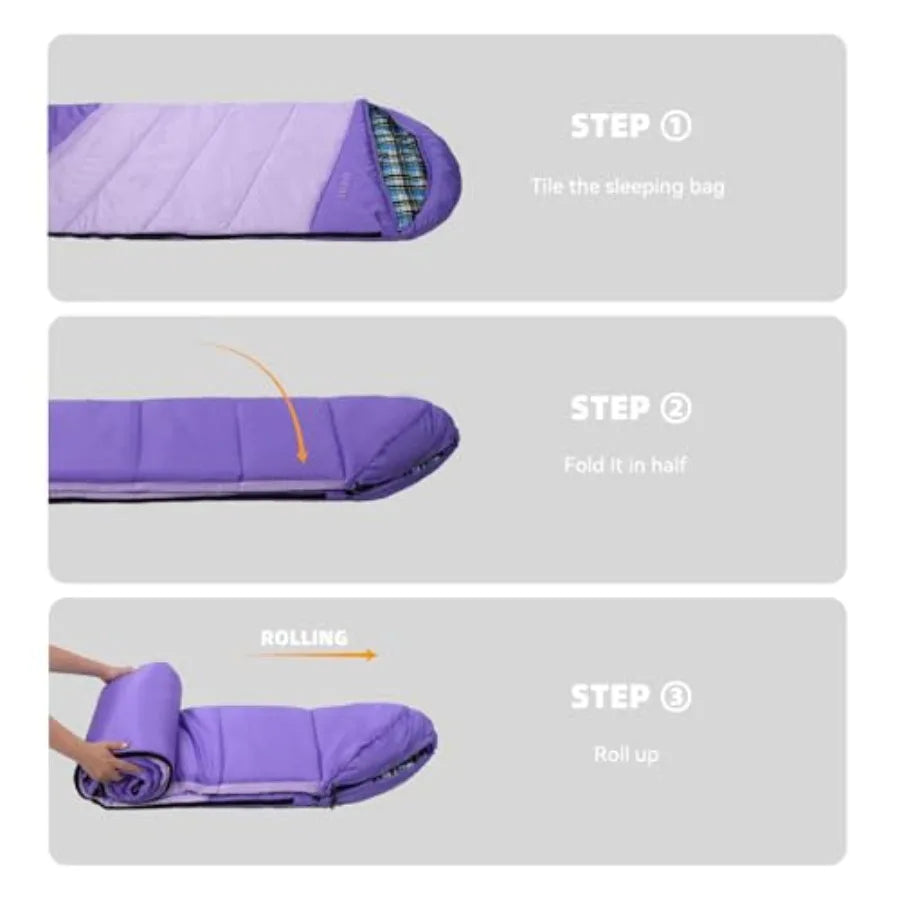 Cotton Flannel Lined Sleeping Bag for Adults and Teens