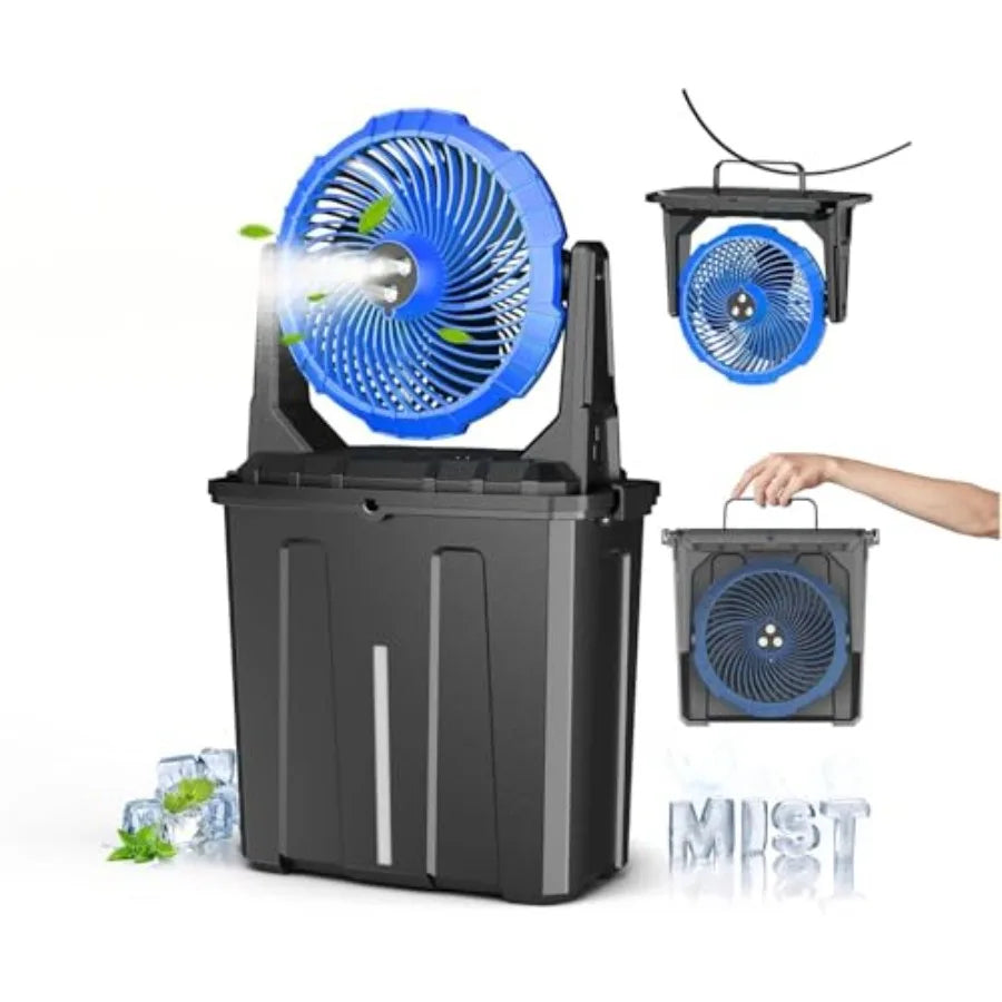 Portable Outdoor Misting Fan With Three Spray System Battery