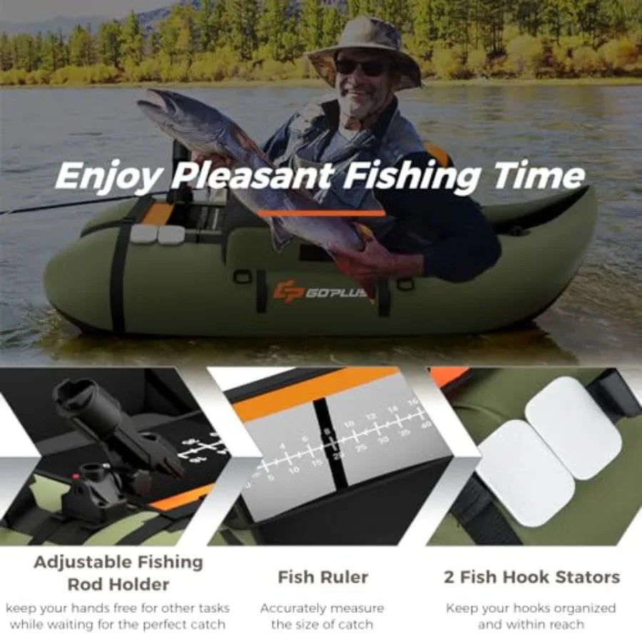 Inflatable Fishing Belly Boat Float Tube With Ruler And Pump