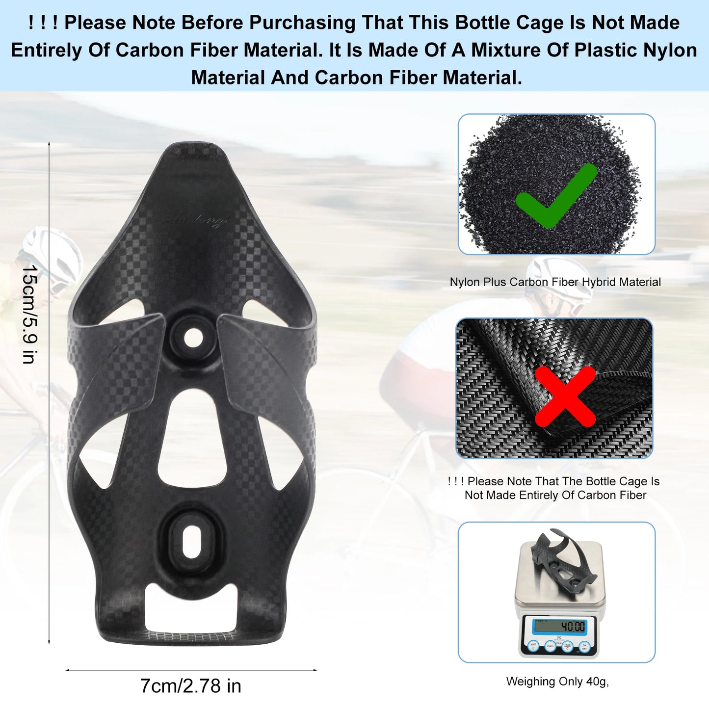 Bike Water Bottle Holder Nylon Carbon Fiber Bottle Cage