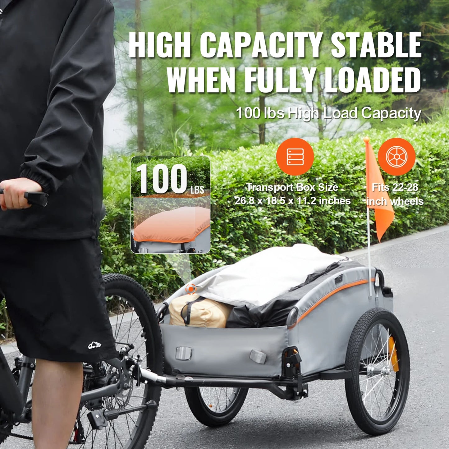 SucceBuy 100Lbs Foldable Bike Cargo Trailer