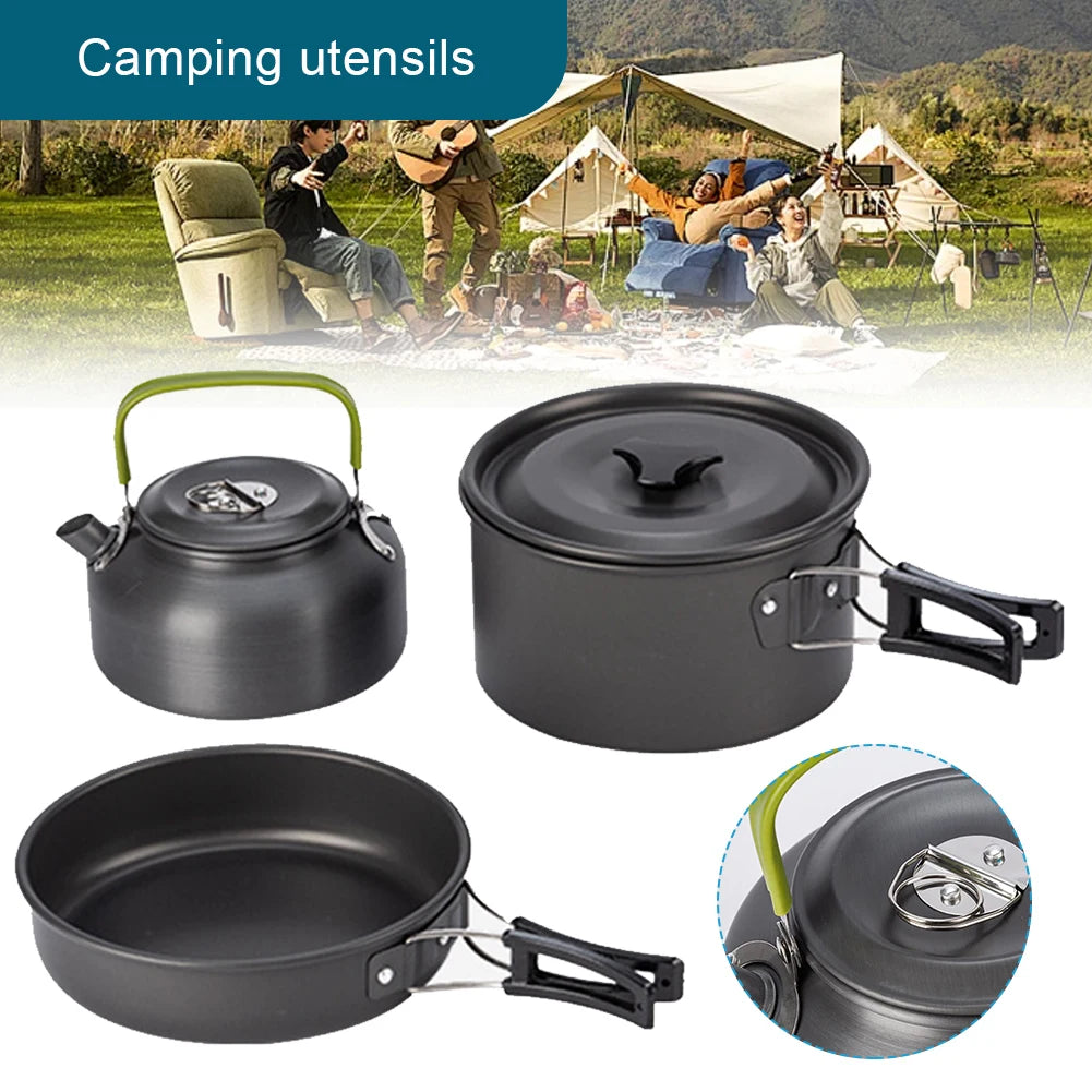 Outdoor Camping Cookware Set Pots Pans Kettle Kit