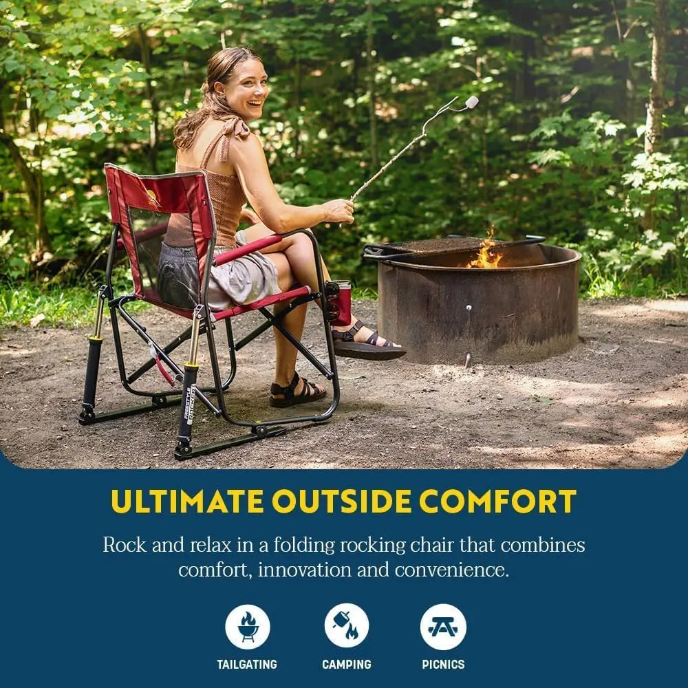 Portable Folding Camping Chair With Armrests Drink Holder