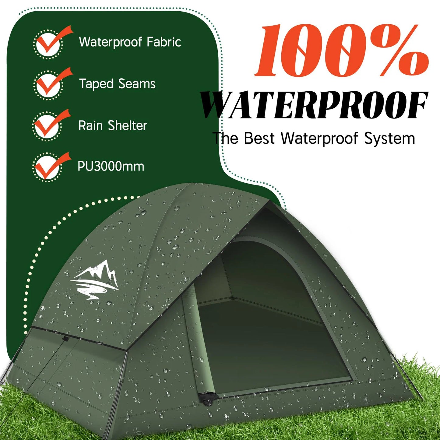 Family Camping Tent Waterproof Windproof Easy Setup