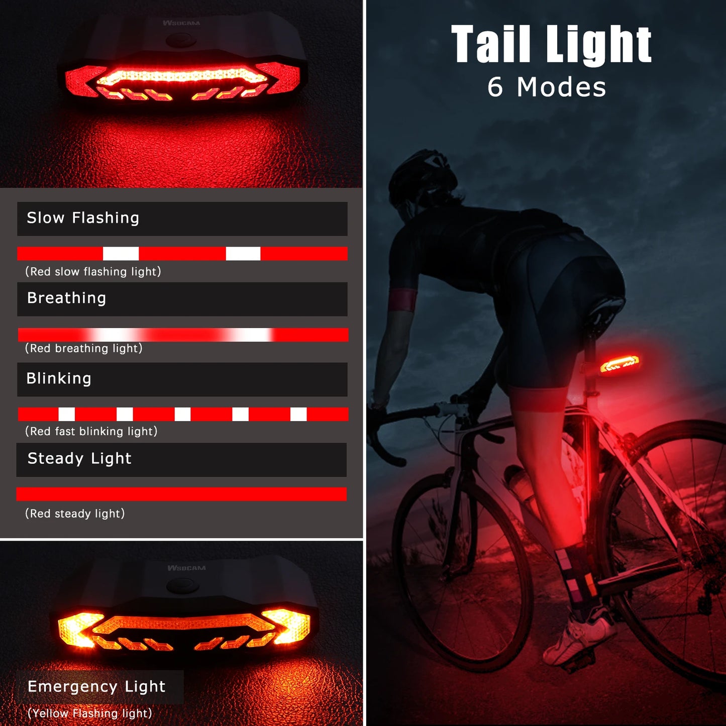 Smart Bike Taillight Anti Theft Alarm With Remote Waterproof