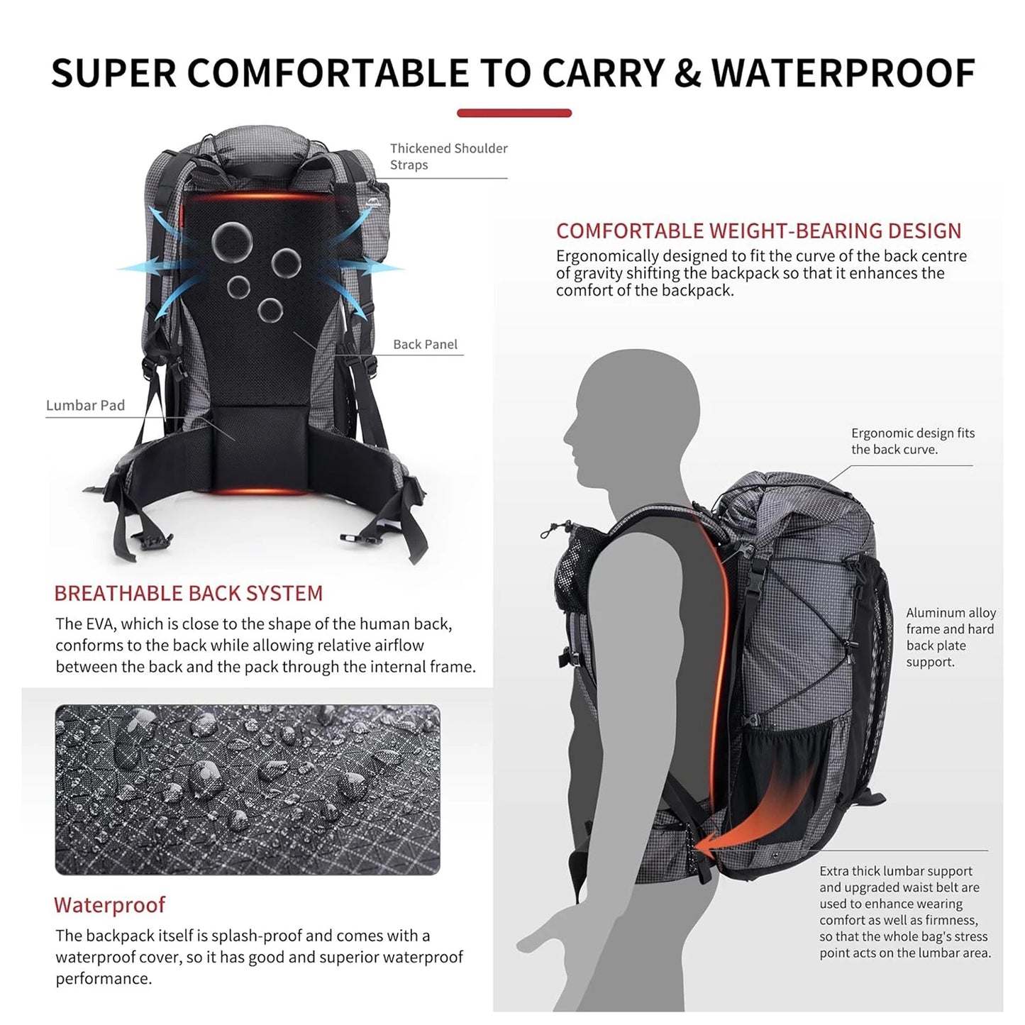 Naturehike 60L Waterproof Mountain Backpack For Hiking