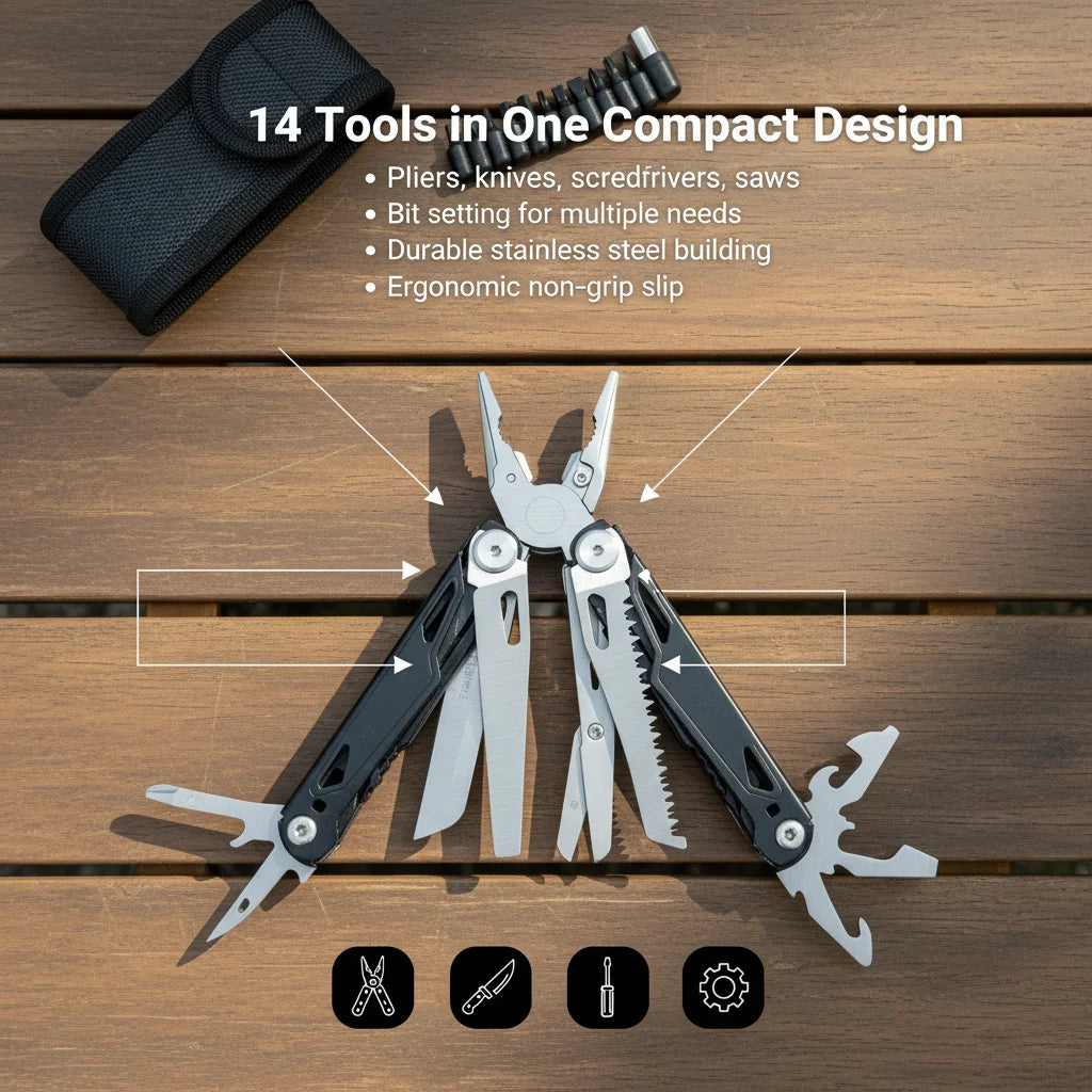 27 In 1 Multitool Pliers Stainless Steel Survival Tool