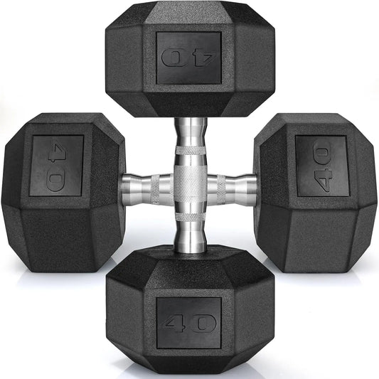 Rubber Hex Dumbbell Set 30 75LB Pair