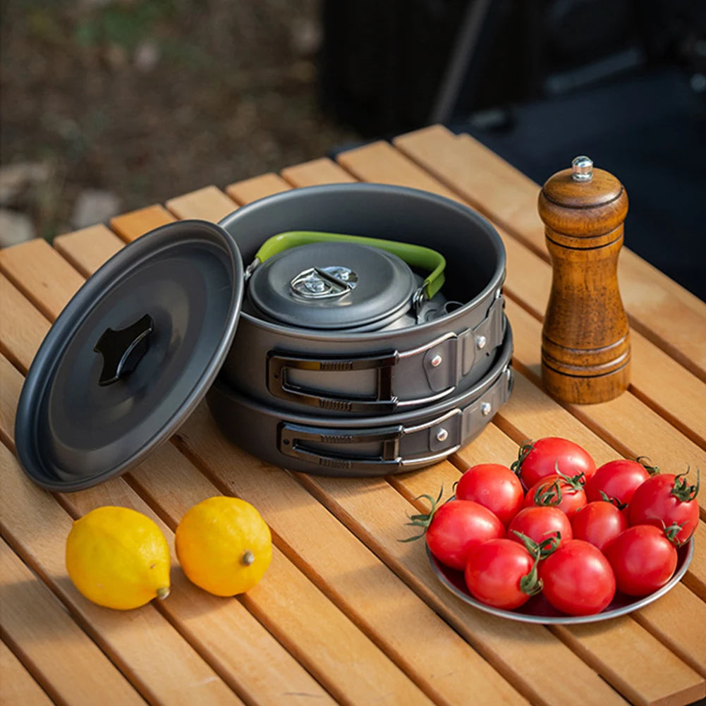 APWIKOGER Camping Cookware Set Pot Pan Kettle Outdoor 3Piece