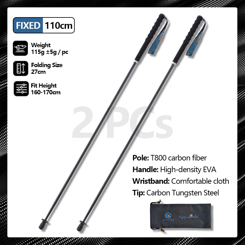 OKHEALING T800 Carbon Fiber Collapsible Trekking Poles