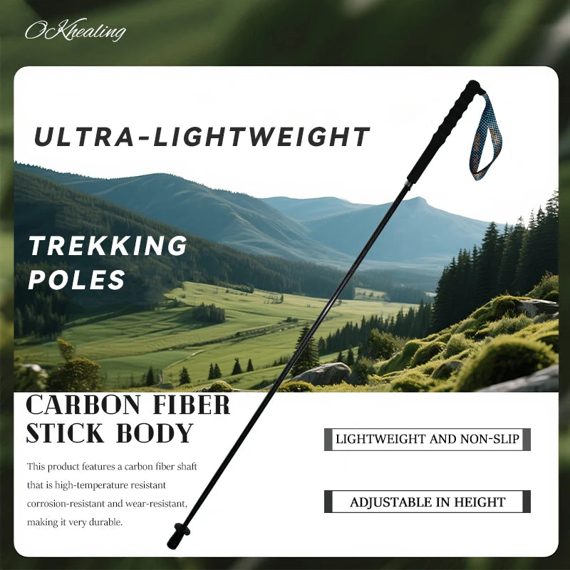 OKHEALING T800 Carbon Fiber Collapsible Trekking Poles