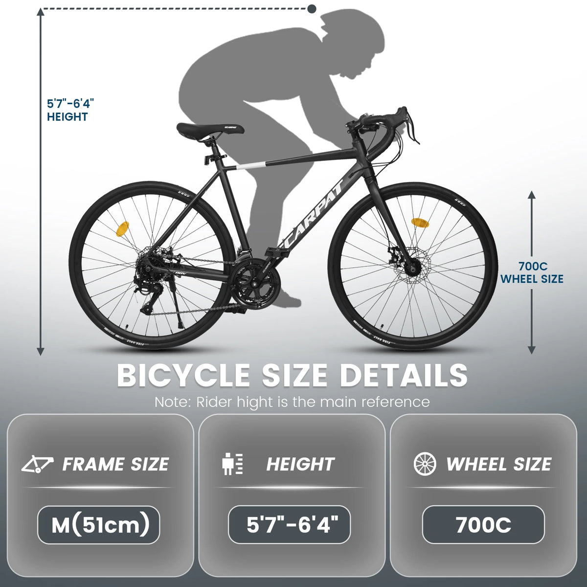 Ecarpat 16 Speed Road Bike Aluminum Frame Dual Disc Brake
